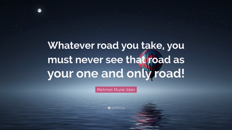 Mehmet Murat ildan Quote: “Whatever road you take, you must never see that road as your one and only road!”