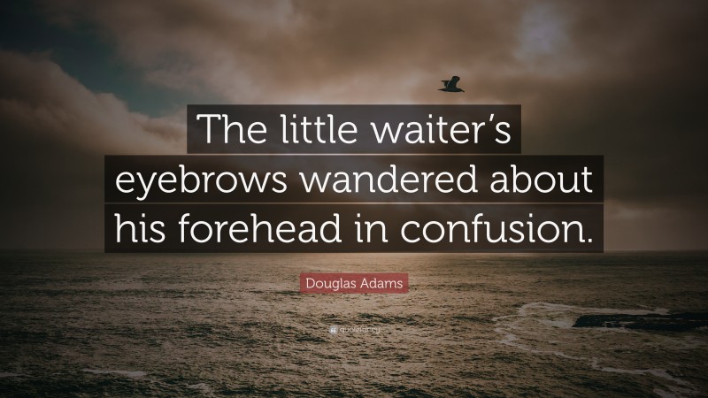 Douglas Adams Quote: “The little waiter’s eyebrows wandered about his forehead in confusion.”