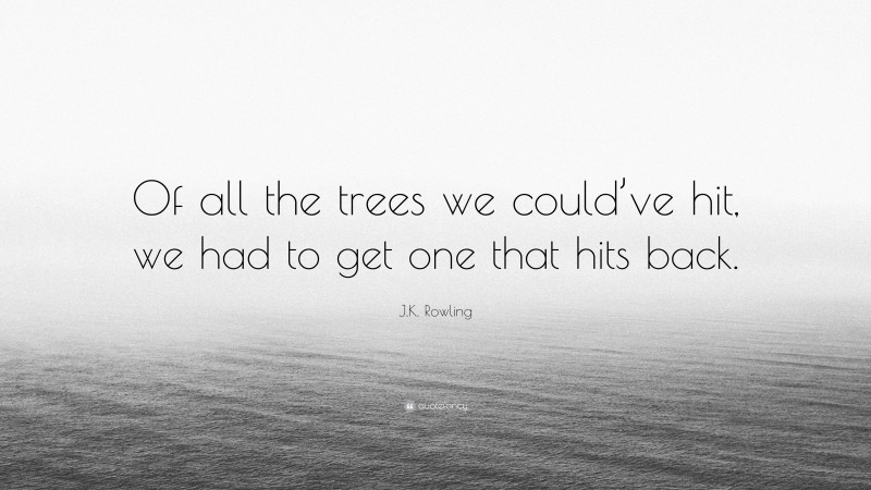 J.K. Rowling Quote: “Of all the trees we could’ve hit, we had to get one that hits back.”