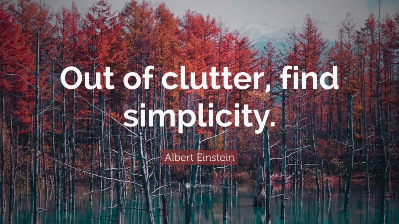 Albert Einstein Quote: “Out of clutter, find simplicity.”