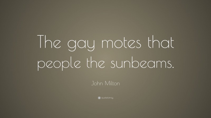 John Milton Quote: “The gay motes that people the sunbeams.”