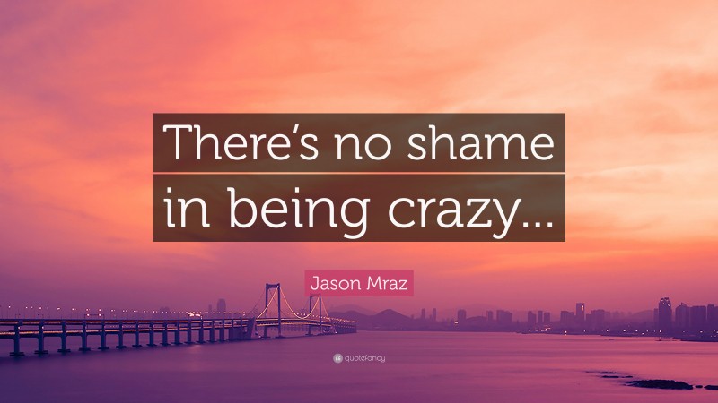 Jason Mraz Quote: “There’s no shame in being crazy...”
