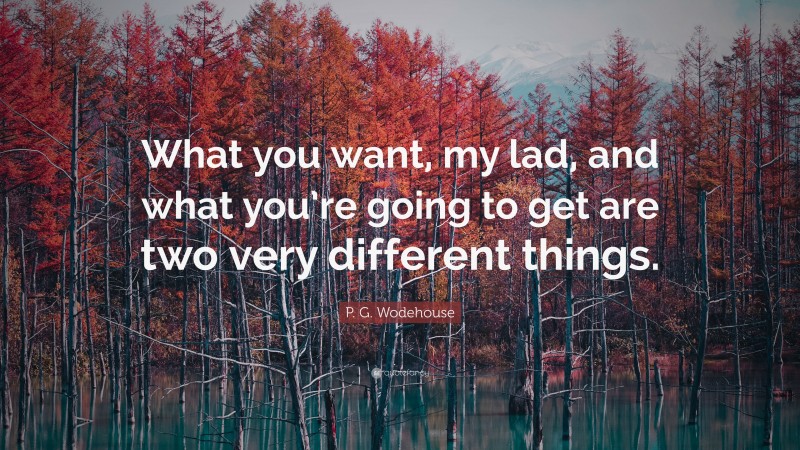P. G. Wodehouse Quote: “What you want, my lad, and what you’re going to get are two very different things.”