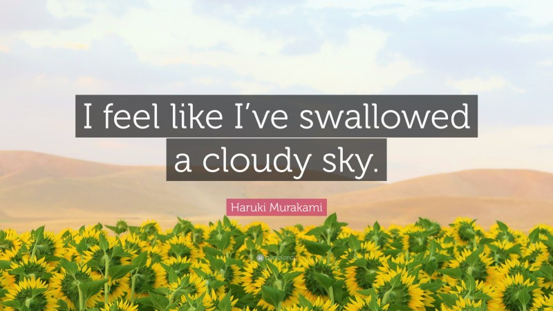 Haruki Murakami Quote: “I feel like I’ve swallowed a cloudy sky.”
