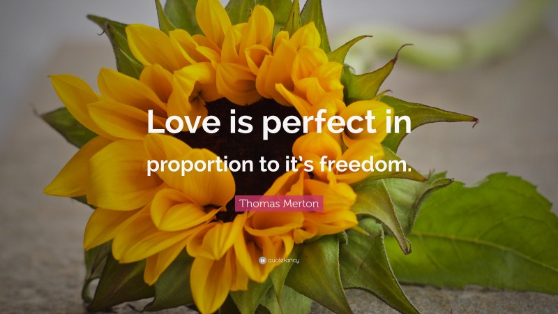 Thomas Merton Quote: “Love is perfect in proportion to it’s freedom.”