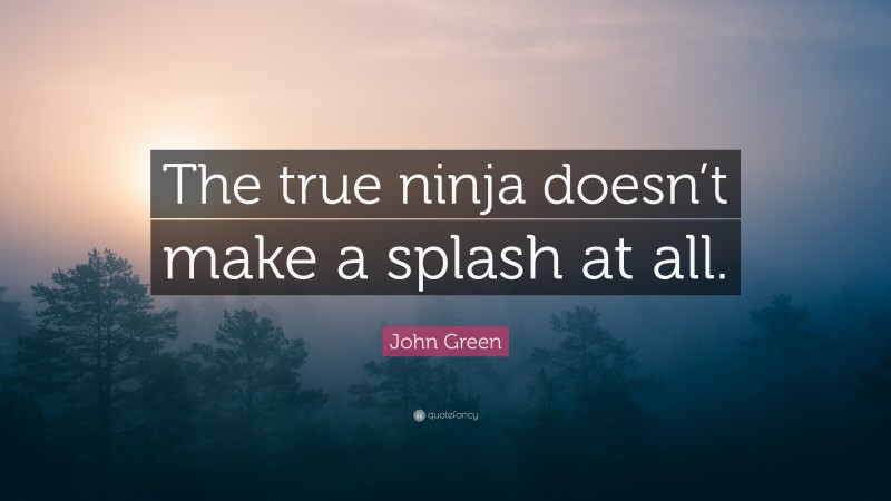 John Green Quote: “The true ninja doesn’t make a splash at all.”