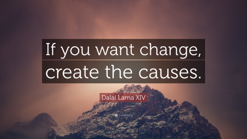 Dalai Lama XIV Quote: “If you want change, create the causes.”