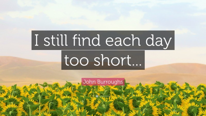 John Burroughs Quote: “I still find each day too short...”