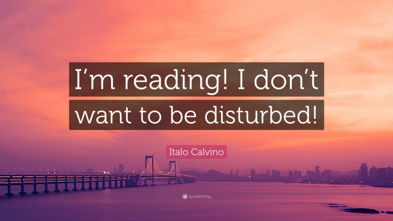 Italo Calvino Quote: “I’m reading! I don’t want to be disturbed!”