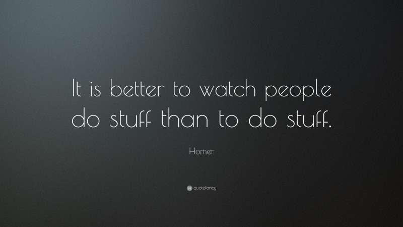 Homer Quote: “It is better to watch people do stuff than to do stuff.”
