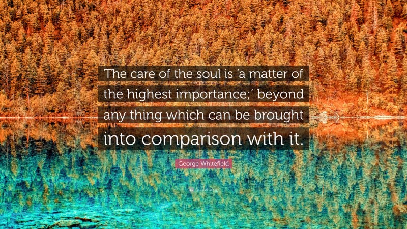 George Whitefield Quote: “The care of the soul is ‘a matter of the highest importance;’ beyond any thing which can be brought into comparison with it.”