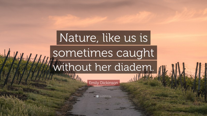Emily Dickinson Quote: “Nature, like us is sometimes caught without her diadem.”
