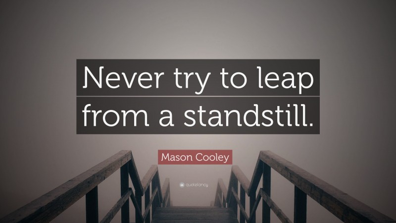 Mason Cooley Quote: “Never try to leap from a standstill.”