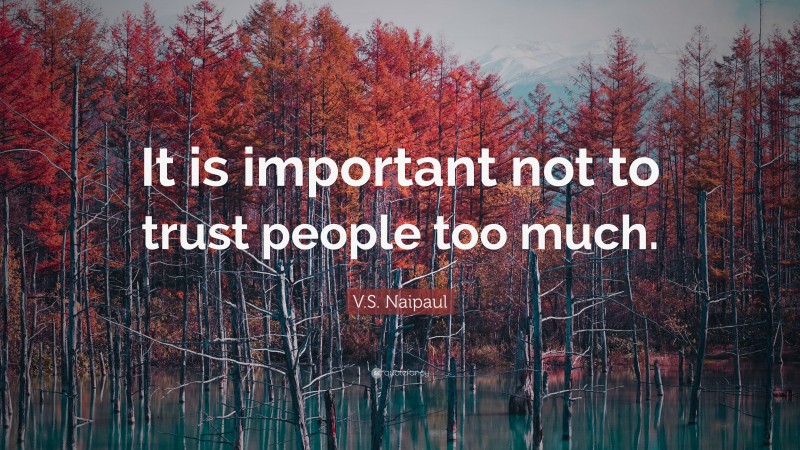 V.S. Naipaul Quote: “It is important not to trust people too much.”