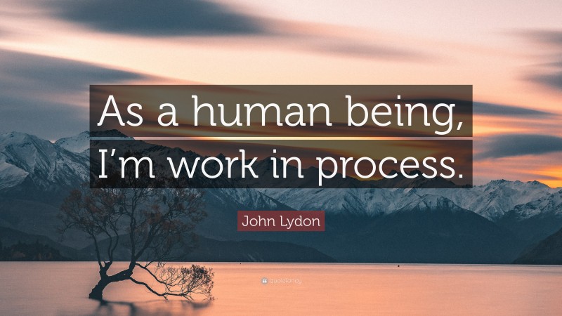 John Lydon Quote: “As a human being, I’m work in process.”