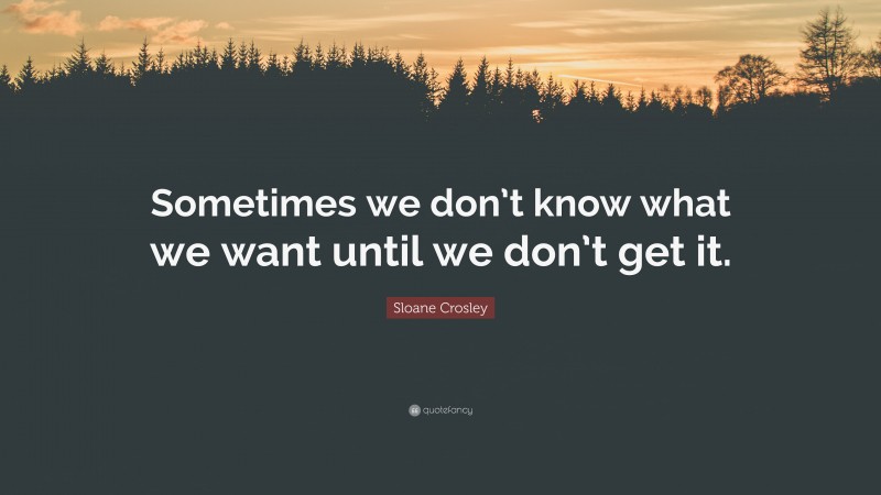 Sloane Crosley Quote: “Sometimes we don’t know what we want until we don’t get it.”