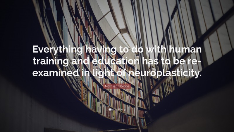 Norman Doidge Quote: “Everything having to do with human training and education has to be re-examined in light of neuroplasticity.”