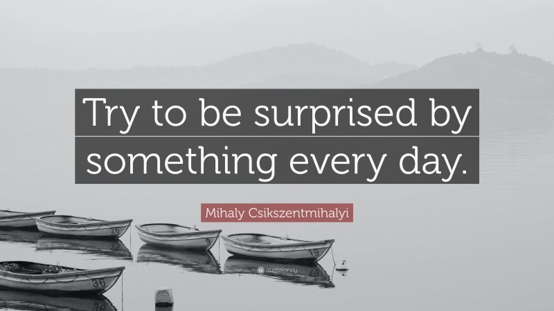 Mihaly Csikszentmihalyi Quote: “Try to be surprised by something every day.”
