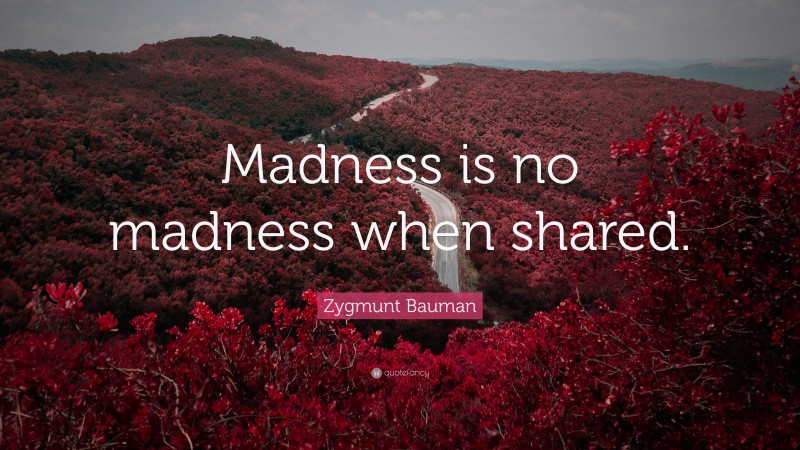 Zygmunt Bauman Quote: “Madness is no madness when shared.”
