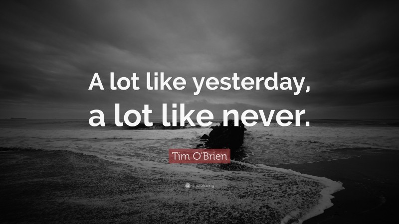 Tim O'Brien Quote: “A lot like yesterday, a lot like never.”