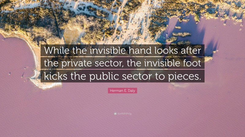 Herman E. Daly Quote: “While the invisible hand looks after the private sector, the invisible foot kicks the public sector to pieces.”