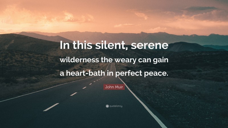 John Muir Quote: “In this silent, serene wilderness the weary can gain a heart-bath in perfect peace.”
