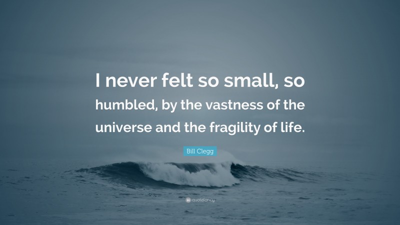 Bill Clegg Quote: “I never felt so small, so humbled, by the vastness of the universe and the fragility of life.”