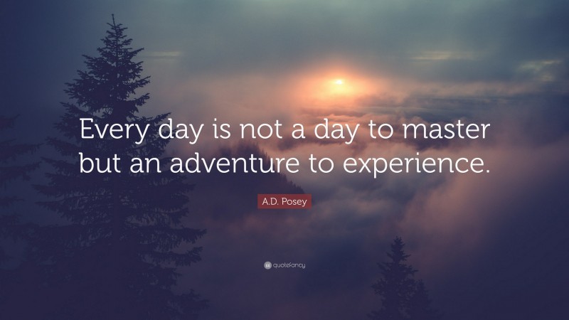 A.D. Posey Quote: “Every day is not a day to master but an adventure to experience.”