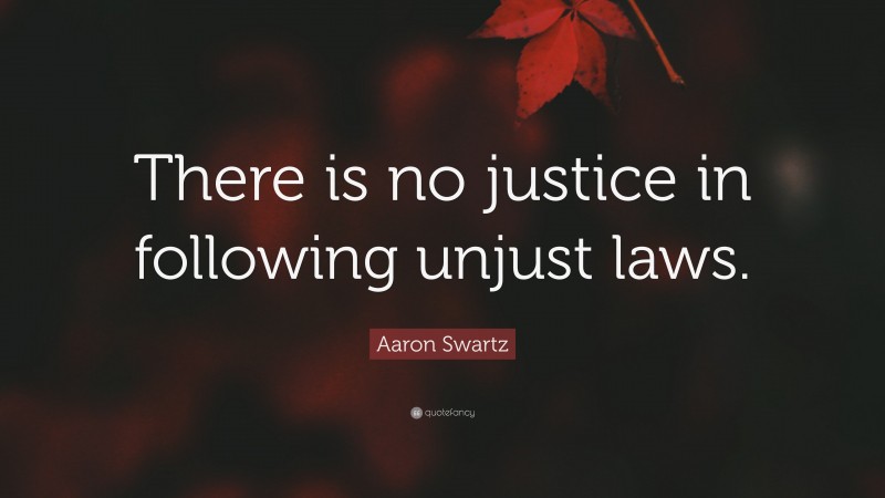 Aaron Swartz Quote: “There is no justice in following unjust laws.”