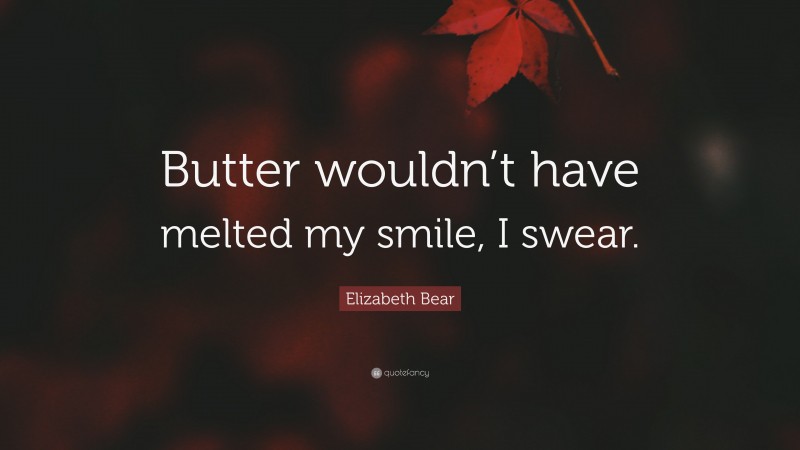 Elizabeth Bear Quote: “Butter wouldn’t have melted my smile, I swear.”
