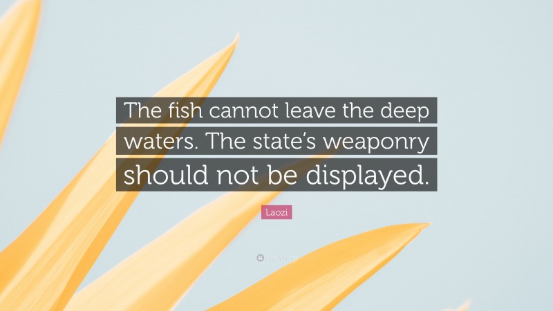 Laozi Quote: “The fish cannot leave the deep waters. The state’s weaponry should not be displayed.”