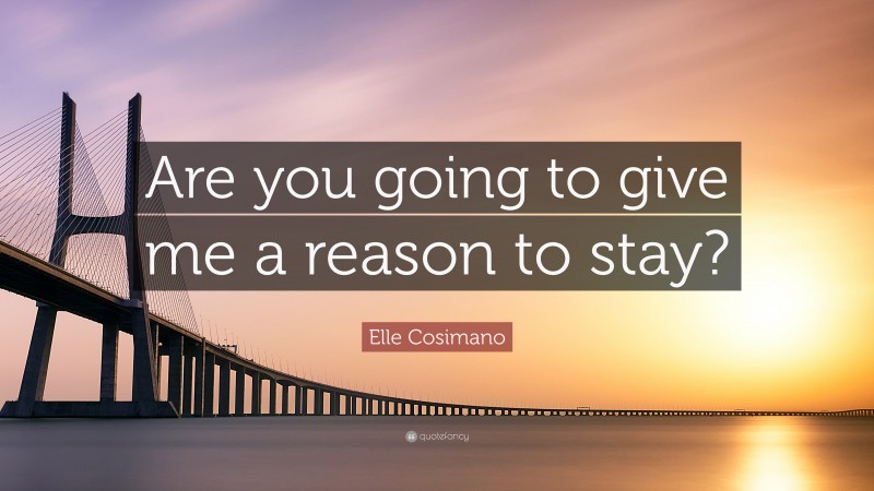 Elle Cosimano Quote: “Are you going to give me a reason to stay?”