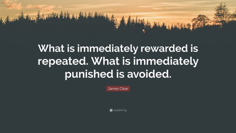James Clear Quote: “What is immediately rewarded is repeated. What is immediately punished is avoided.”