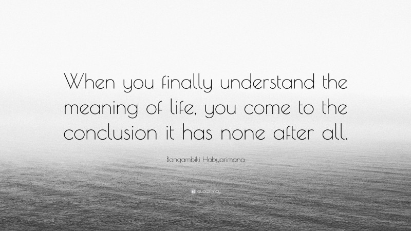 Bangambiki Habyarimana Quote: “When you finally understand the meaning of life, you come to the conclusion it has none after all.”