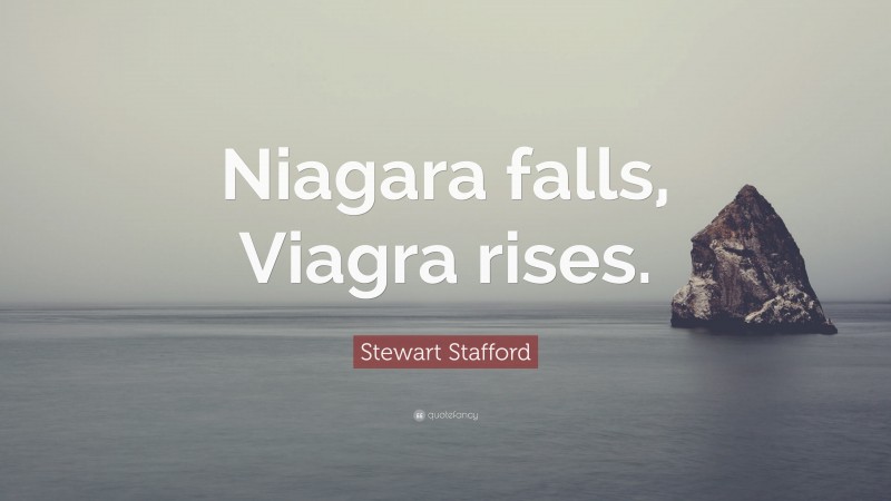 Stewart Stafford Quote: “Niagara falls, Viagra rises.”