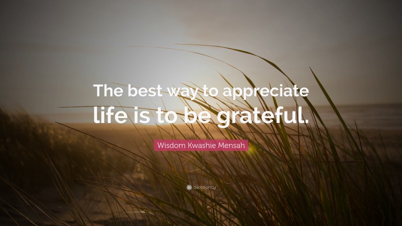 Wisdom Kwashie Mensah Quote: “The best way to appreciate life is to be grateful.”