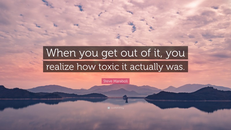 Steve Maraboli Quote: “When you get out of it, you realize how toxic it actually was.”