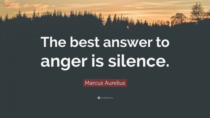 Marcus Aurelius Quote: “The best answer to anger is silence.”