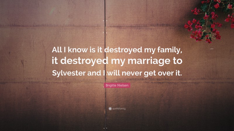 Brigitte Nielsen Quote: “All I know is it destroyed my family, it destroyed my marriage to Sylvester and I will never get over it.”