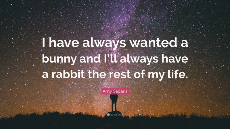 Amy Sedaris Quote: “I have always wanted a bunny and I’ll always have a rabbit the rest of my life.”