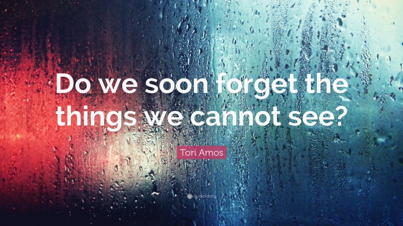 Tori Amos Quote: “Do we soon forget the things we cannot see?”
