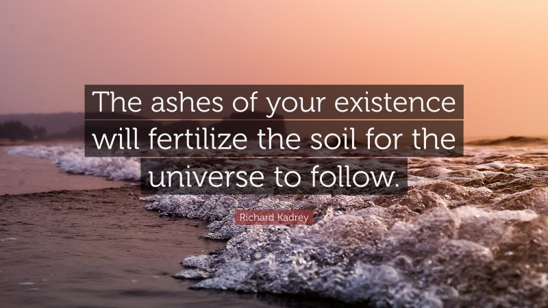 Richard Kadrey Quote: “The ashes of your existence will fertilize the soil for the universe to follow.”