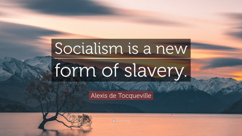 Alexis de Tocqueville Quote: “Socialism is a new form of slavery.”