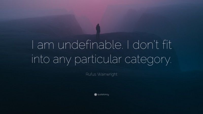 Rufus Wainwright Quote: “I am undefinable. I don’t fit into any particular category.”