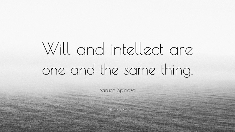 Baruch Spinoza Quote: “Will and intellect are one and the same thing.”