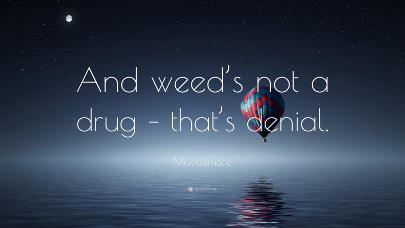 Macklemore Quote: “And weed’s not a drug – that’s denial.”