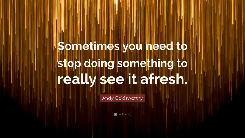 Andy Goldsworthy Quote: “Sometimes you need to stop doing something to really see it afresh.”