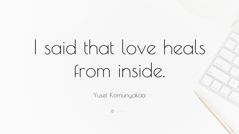 Yusef Komunyakaa Quote: “I said that love heals from inside.”