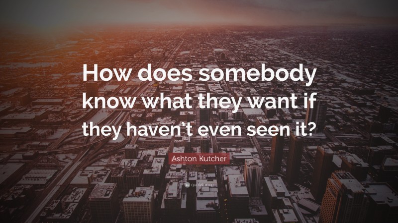 Ashton Kutcher Quote: “How does somebody know what they want if they haven’t even seen it?”