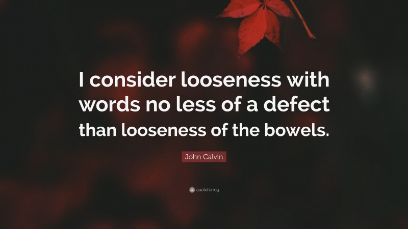 John Calvin Quote: “I consider looseness with words no less of a defect than looseness of the bowels.”